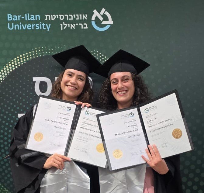 Congratulations and kudos to our lab members, Ms. Eliana (Ellie) Levy and Ms. Sophie Terenteva, on receiving their M.Sc. degrees in Electrical Engineering. In the framework of their M.Sc. theses, both researchers made significant contributions to the pioneering research conducted in our lab.